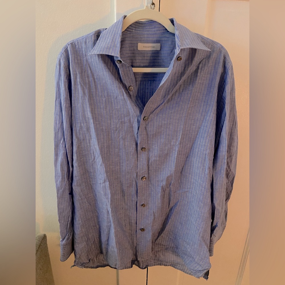 Ermenegildo Zegna mens button down long sleeve shirt